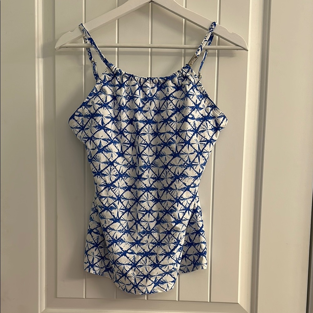 Michael Kors Blue and White Swim Tankini